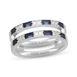 Previously Owned Neil Lane Diamond & Blue Sapphire Enhancer Ring 1/4 ct tw Round-cut 14K White Gold