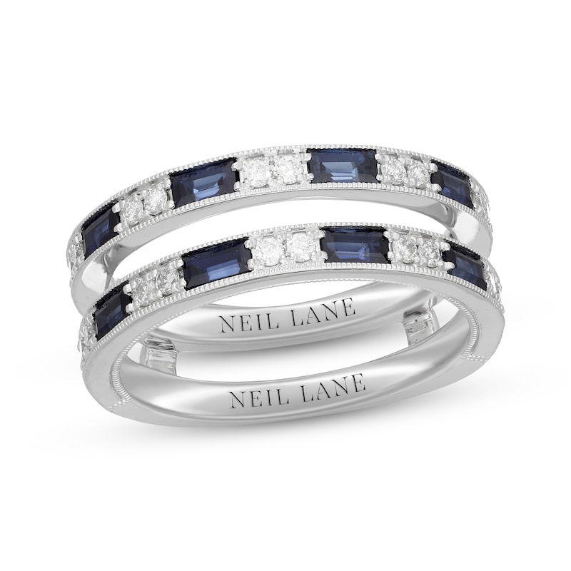 Main Image 1 of Previously Owned Neil Lane Diamond & Blue Sapphire Enhancer Ring 1/4 ct tw Round-cut 14K White Gold