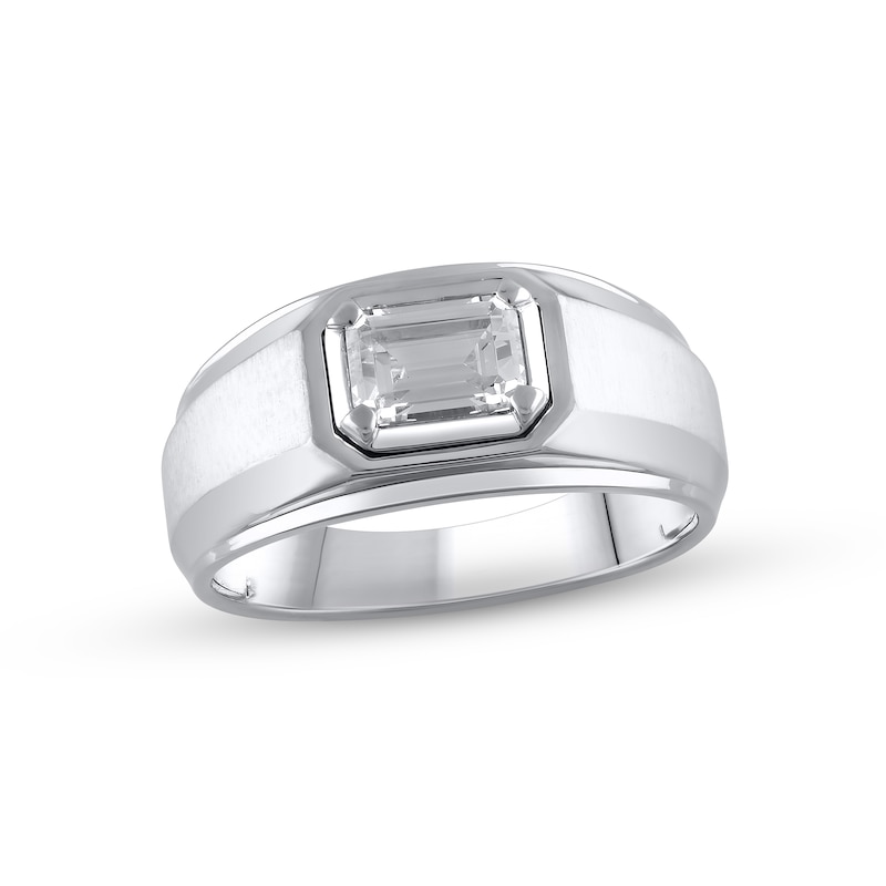 Main Image 1 of Previously Owned Men's Lab-Grown Diamonds by KAY Emerald-Cut Wedding Band 1 ct tw 14K White Gold