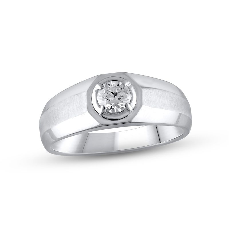 Main Image 1 of Previously Owned Men's Lab-Created Diamonds by KAY Wedding Band 1/2 ct tw 14K White Gold