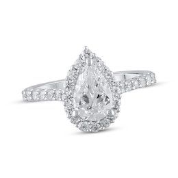 Previously Owned Lab-Created Diamonds by KAY Pear-Shaped Halo Engagement Ring 1-1/2 ct tw 14K White Gold