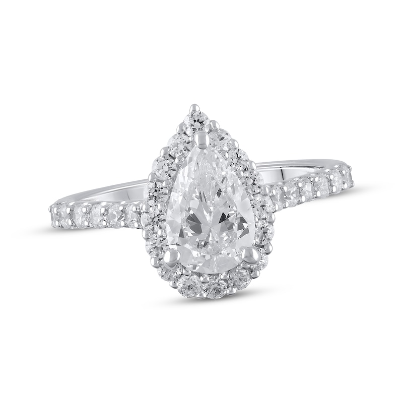 Main Image 1 of Previously Owned Lab-Created Diamonds by KAY Pear-Shaped Halo Engagement Ring 1-1/2 ct tw 14K White Gold