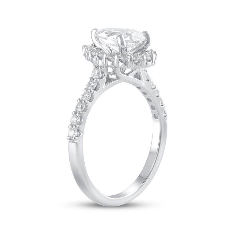 Main Image 2 of Previously Owned Lab-Created Diamonds by KAY Pear-Shaped Halo Engagement Ring 1-1/2 ct tw 14K White Gold