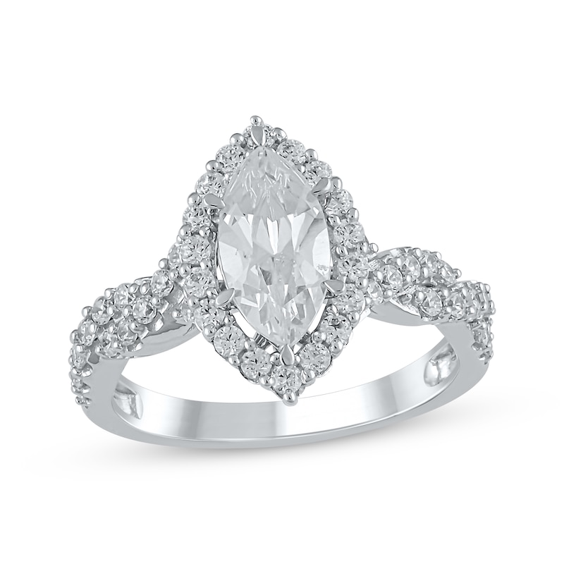 Main Image 1 of Previously Owned Lab-Grown Diamonds by KAY Marquise-Cut Diamond Engagement Ring 1-1/2 ct tw 14K White Gold