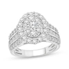 Thumbnail Image 1 of Previously Owned Round-Cut Multi-Diamond Center Oval Frame Engagement Ring 2 ct tw 10K White Gold