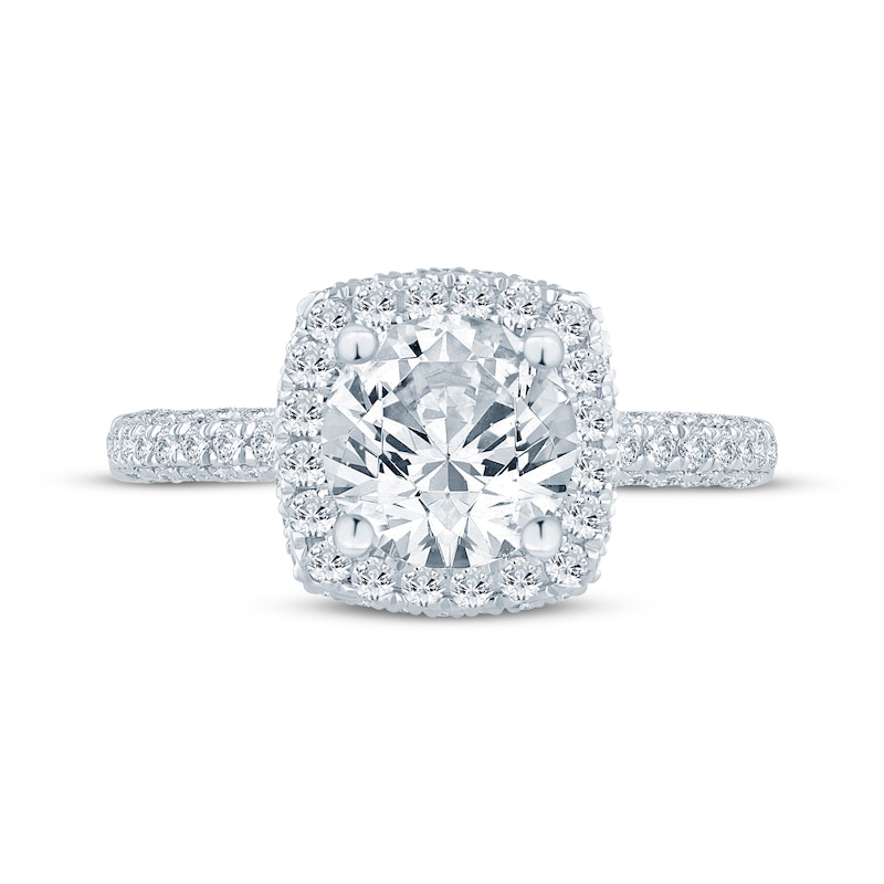 Main Image 4 of Previously Owned Monique Lhuillier Bliss Round-Cut Lab-Grown Diamond Engagement Ring 2-1/8 ct tw 18K White Gold