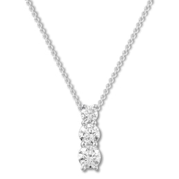 Previously Owned Three-Stone Diamond Necklace 1-1/2 ct tw 14K White Gold 18&quot;