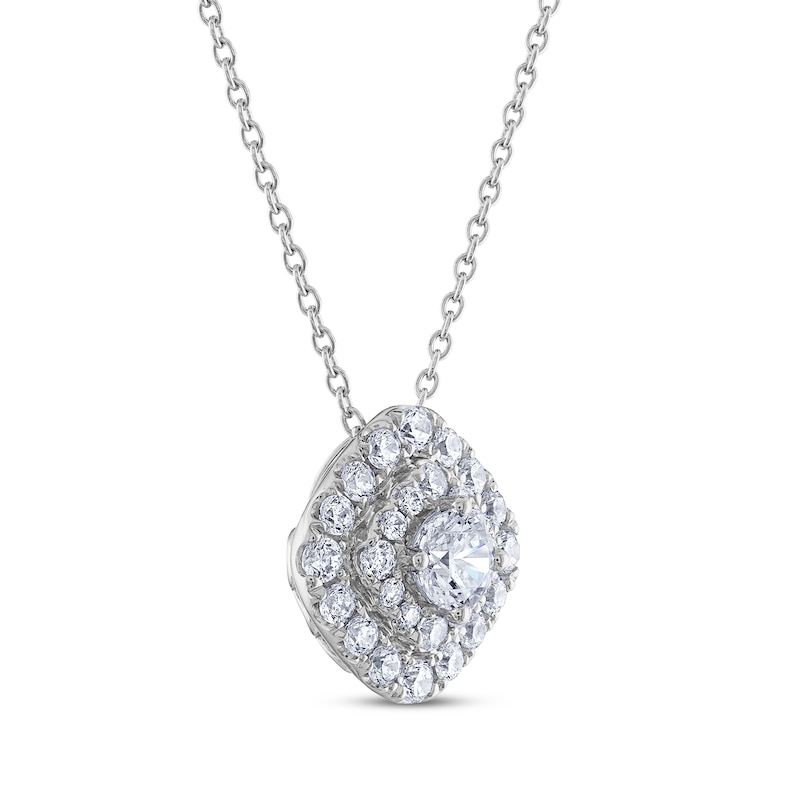 Main Image 2 of Previously Owned THE LEO Cushion-Shaped Diamond Necklace 1 ct tw Round-Cut 14K White Gold 19&quot;