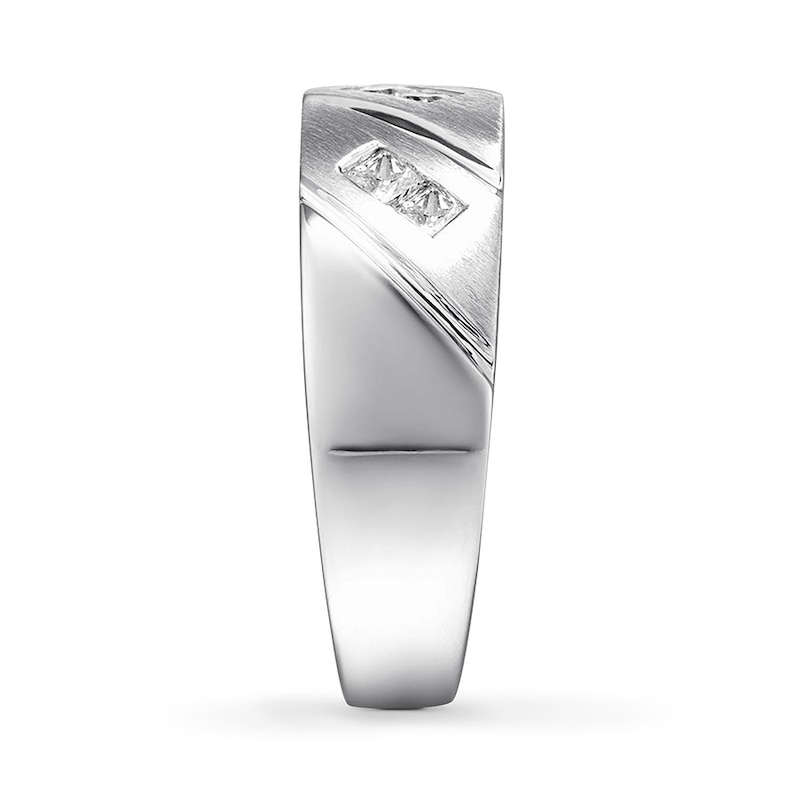 Main Image 3 of Previously Owned Men's Diamond Band 1/2 ct tw Square-cut 10K White Gold