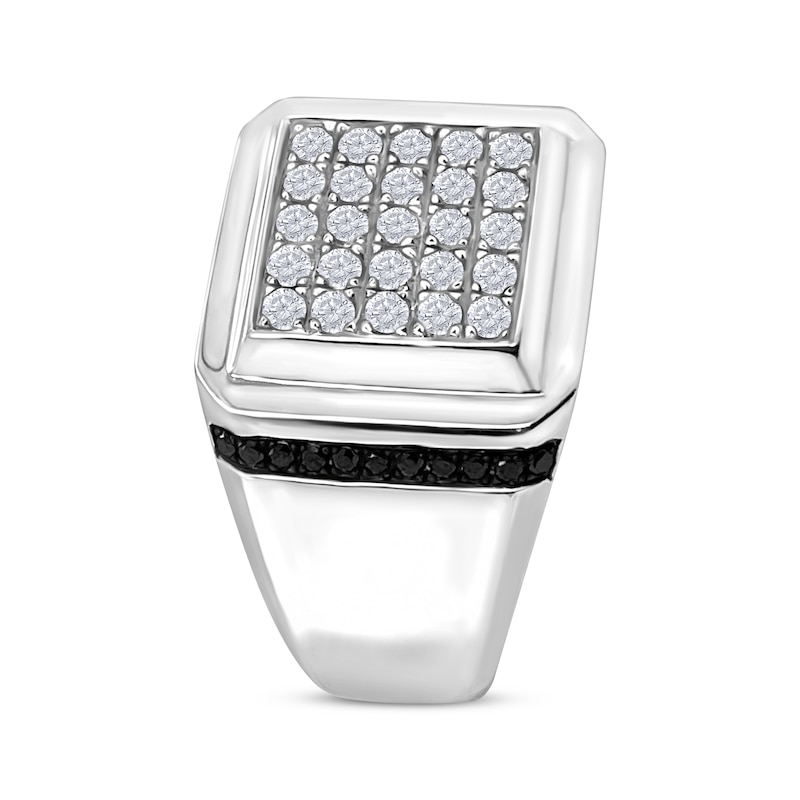 Main Image 2 of Previously Owned Men's Black & White Diamond Grid Ring 3/4 ct tw 14K White Gold