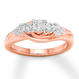 Previously Owned Three-Stone Diamond Engagement Ring 3/4 ct tw 14K Rose Gold