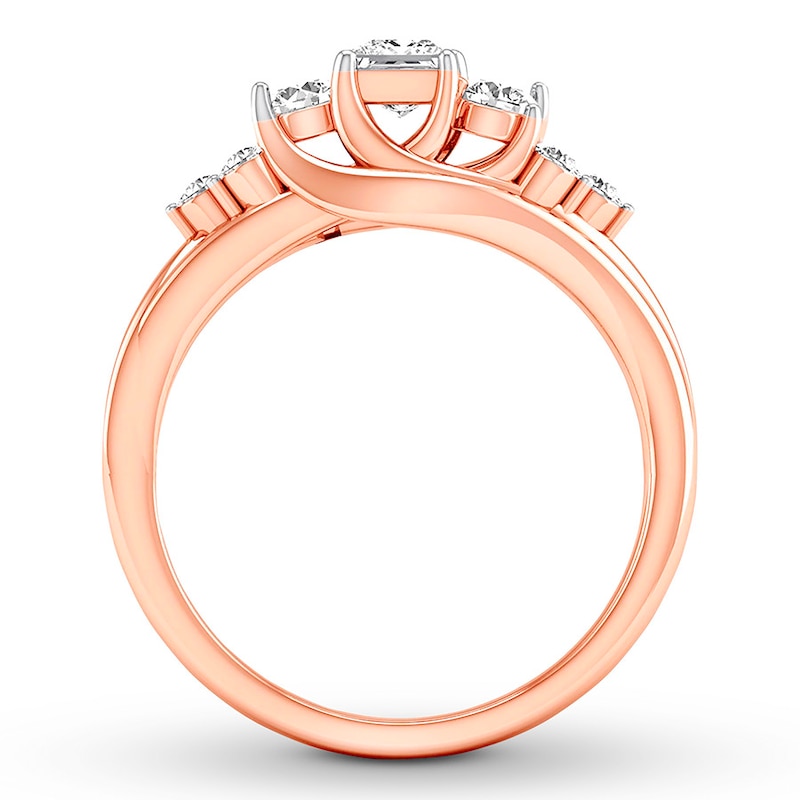 Main Image 2 of Previously Owned Three-Stone Diamond Engagement Ring 3/4 ct tw 14K Rose Gold