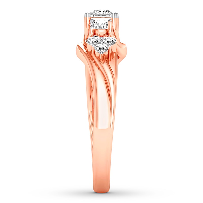 Main Image 3 of Previously Owned Three-Stone Diamond Engagement Ring 3/4 ct tw 14K Rose Gold