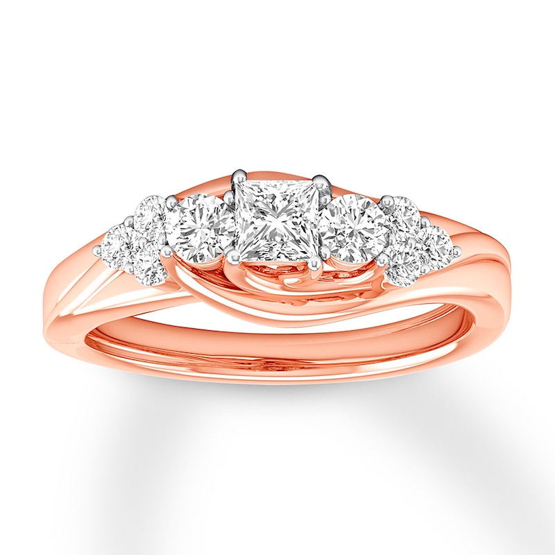 Main Image 4 of Previously Owned Three-Stone Diamond Engagement Ring 3/4 ct tw 14K Rose Gold