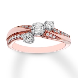 Previously Owned Three-Stone Diamond Ring 3/8 ct tw Round-cut 10K Rose Gold