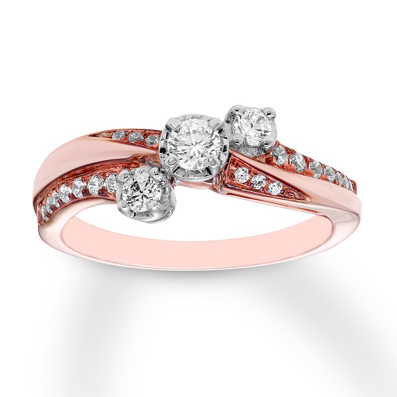 Main Image 1 of Previously Owned Three-Stone Diamond Ring 3/8 ct tw Round-cut 10K Rose Gold