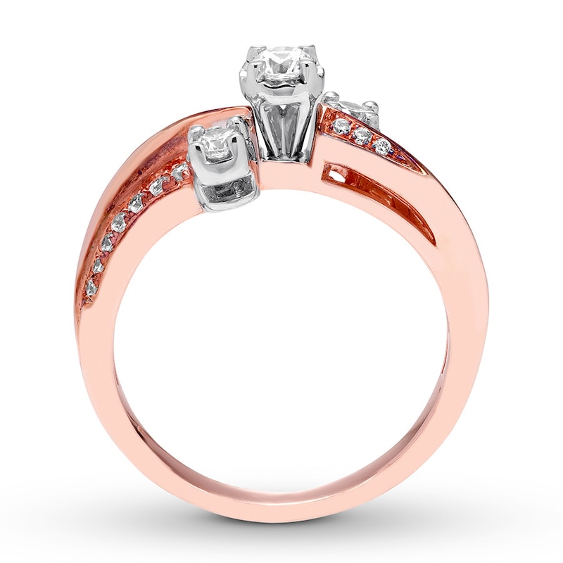 Main Image 2 of Previously Owned Three-Stone Diamond Ring 3/8 ct tw Round-cut 10K Rose Gold