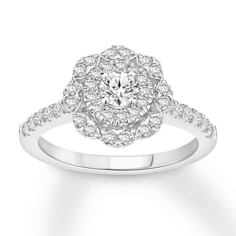 Main Image 1 of Previously Owned Diamond Engagement Ring 5/8 ct tw Round-cut 14K White Gold