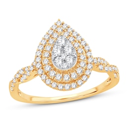 Previously Owned Multi-Stone Diamond Engagement Ring 1/2 ct tw Round-cut 10K Yellow Gold