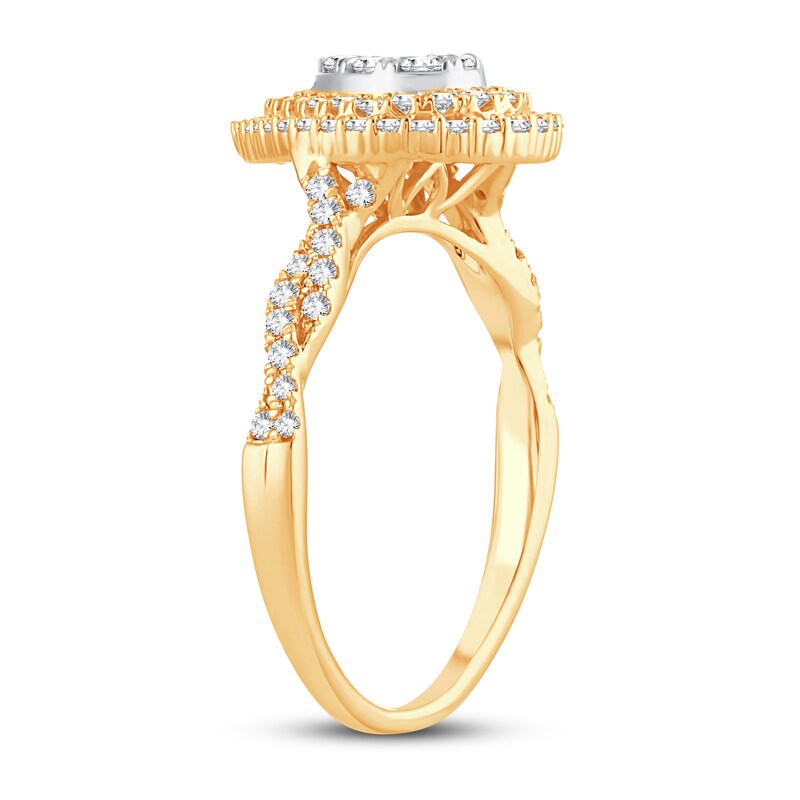 Main Image 2 of Previously Owned Multi-Stone Diamond Engagement Ring 1/2 ct tw Round-cut 10K Yellow Gold