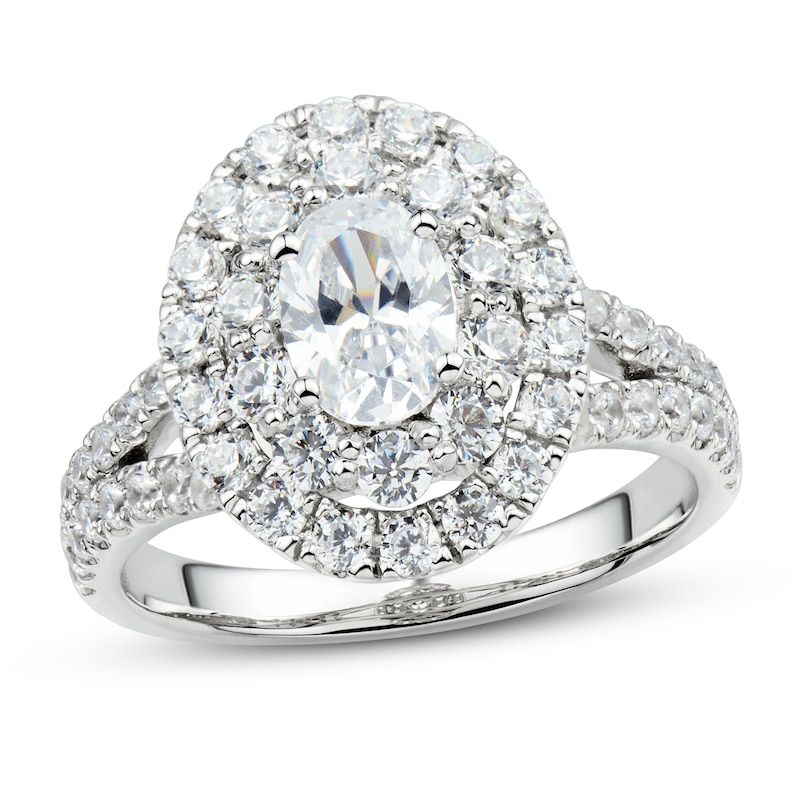 Main Image 1 of Previously Owned Diamond Engagement Ring 1-7/8 ct tw Oval & Round 14K White Gold