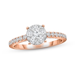 Previously Owned Multi-Diamond Engagement Ring 1 ct tw Round-cut 14K Rose Gold