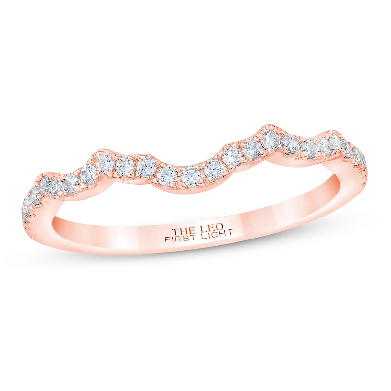 Main Image 1 of Previously Owned THE LEO First Light Diamond Wedding Band 1/5 ct tw Round-cut 14K Rose Gold