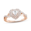 Thumbnail Image 1 of Previously Owned Diamond Halo Engagement Ring 5/8 ct tw Heart & Round-cut 14K Rose Gold