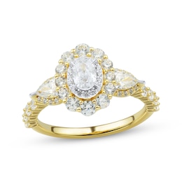 Oval-Cut Diamond Halo Engagement Ring 1-1/2 ct tw 14K Yellow Gold
