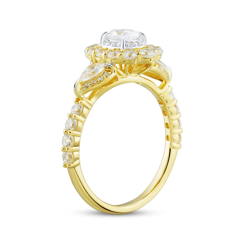 Main Image 2 of Oval-Cut Diamond Halo Engagement Ring 1-1/2 ct tw 14K Yellow Gold