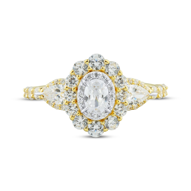 Main Image 3 of Oval-Cut Diamond Halo Engagement Ring 1-1/2 ct tw 14K Yellow Gold