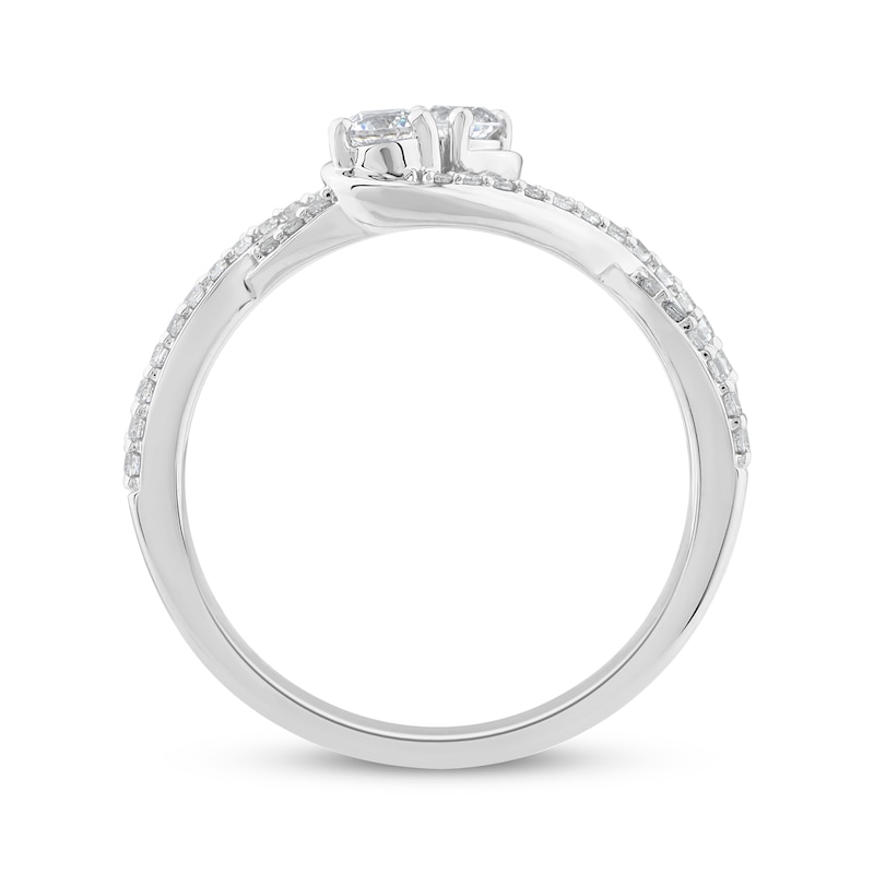 Diamond Two-Stone Bypass Swirl Ring 1/2 ct tw 10K White Gold