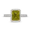 Thumbnail Image 3 of Neil Lane Radiant-Cut Peridot & Diamond Halo Engagement Ring 1/2 ct tw 14K White Gold