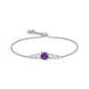 Thumbnail Image 0 of Cushion-Cut Amethyst & White Lab-Created Sapphire Bolo Bracelet Sterling Silver
