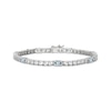 Thumbnail Image 0 of Emerald-Cut Aquamarine & White Lab-Created Sapphire Station Bracelet Sterling Silver 7.25"