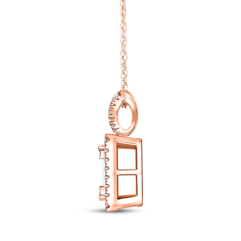 Baguette-Cut Diamond Necklace 1/5 ct tw 14K Rose Gold 18