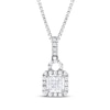 Thumbnail Image 1 of Princess-Cut Quad Diamond Cushion Frame Necklace 1/4 ct tw 14K White Gold 18&quot;