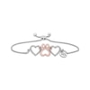 Thumbnail Image 1 of Diamond Hearts & Paw Bolo Bracelet 1/10 ct tw Sterling Silver & 10K Rose Gold