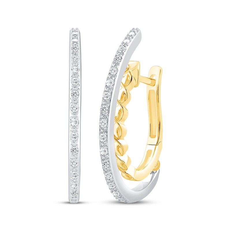 Main Image 1 of Unstoppable Love Diamond Twist Double Hoop Earrings 1/5 ct tw Sterling Silver & 10K Yellow Gold