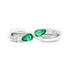 Thumbnail Image 3 of Our Story Together Pear-Shaped Lab-Created Emerald & White Lab-Created Sapphire Ring 10K White Gold