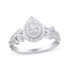 Thumbnail Image 1 of Pear-Shaped Diamond Double Halo Engagement Ring 1/2 ct tw 14K White Gold