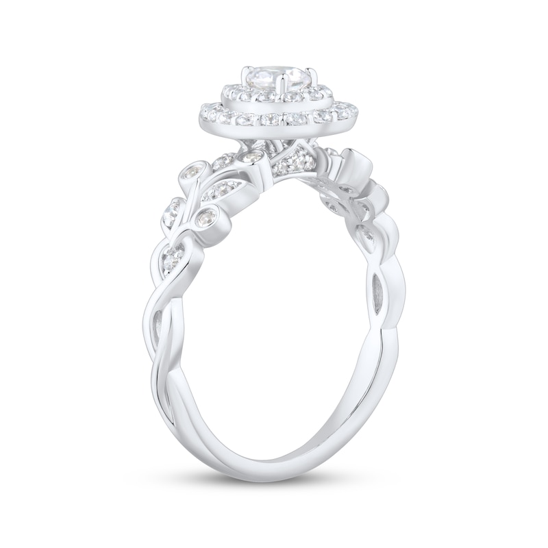 Main Image 2 of Pear-Shaped Diamond Double Halo Engagement Ring 1/2 ct tw 14K White Gold