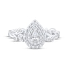 Thumbnail Image 3 of Pear-Shaped Diamond Double Halo Engagement Ring 1/2 ct tw 14K White Gold