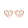 Thumbnail Image 1 of Believe in Love Diamond Double Heart Stud Earrings 1/4 ct tw 10K Rose Gold