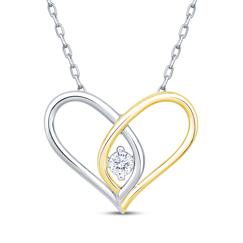 Main Image 1 of Diamond Looping Heart Necklace 1/10 ct tw 10K Yellow Gold & Sterling Silver 18&quot;