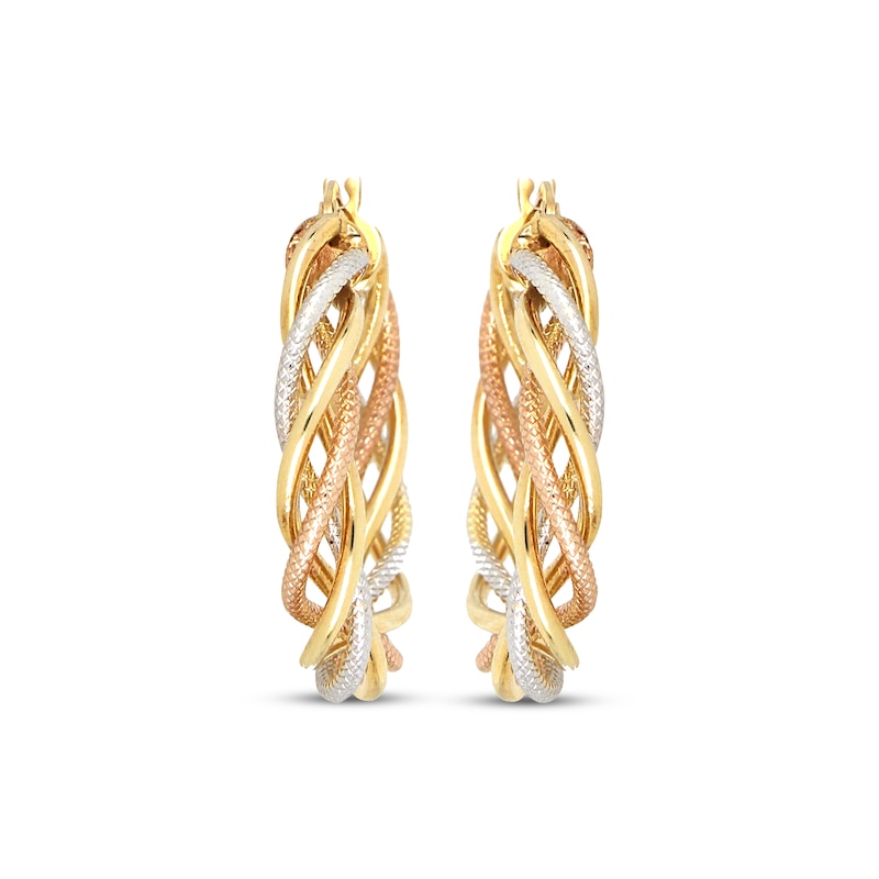 Main Image 2 of Twist Hoop Earrings 18K Tri-Color Gold 20mm