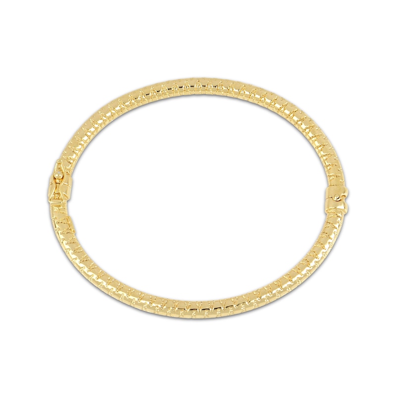 Main Image 1 of Etched Hollow Bangle Bracelet 10K Yellow Gold