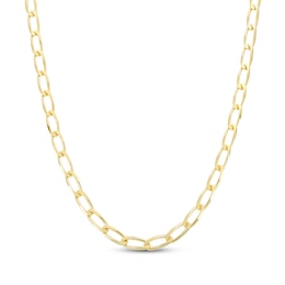 Solid Oval Link Curb Chain Necklace 10K Yellow Gold 22&quot;