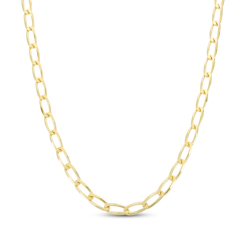 Solid Oval Link Curb Chain Necklace 10K Yellow Gold 22"