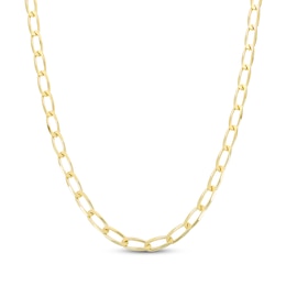 Solid Oval Link Curb Chain Necklace 10K Yellow Gold 18&quot;